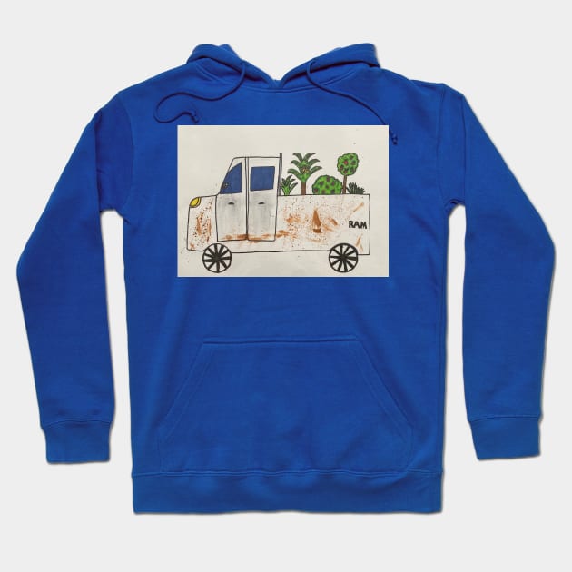 White Dodge Ram plants greenery tropical Hoodie by larissasem